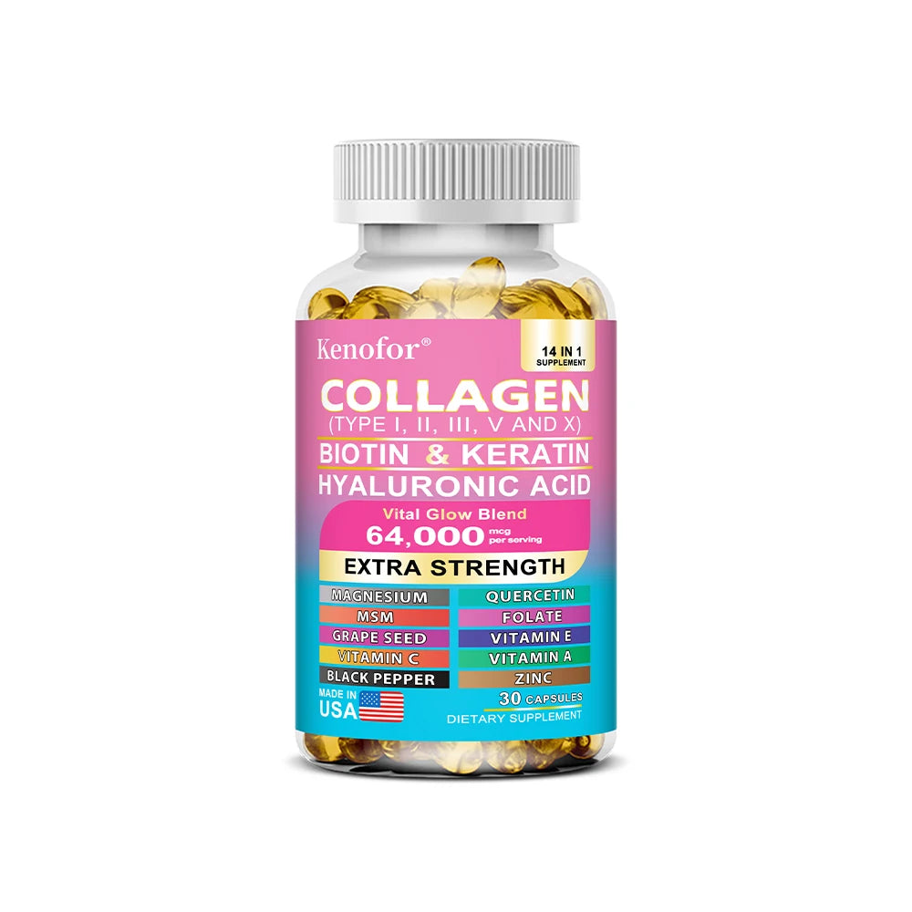 14-in-1 Collagen, Biotin & Keratin Capsules