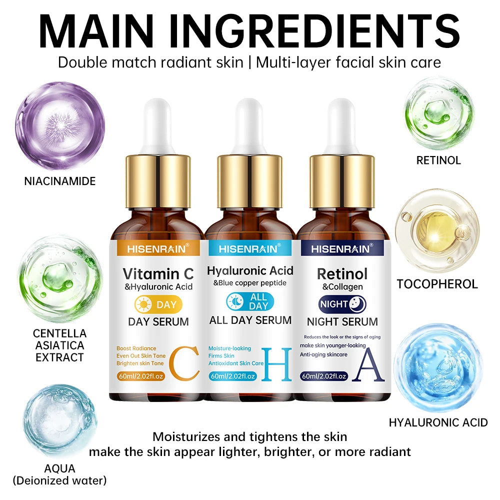 Vitamin C Retinol Hyaluronic Acid Face Serum Set