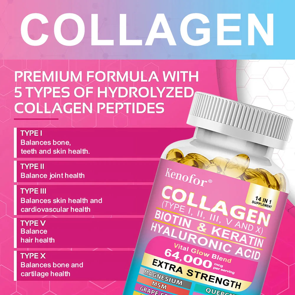 14-in-1 Collagen, Biotin & Keratin Capsules