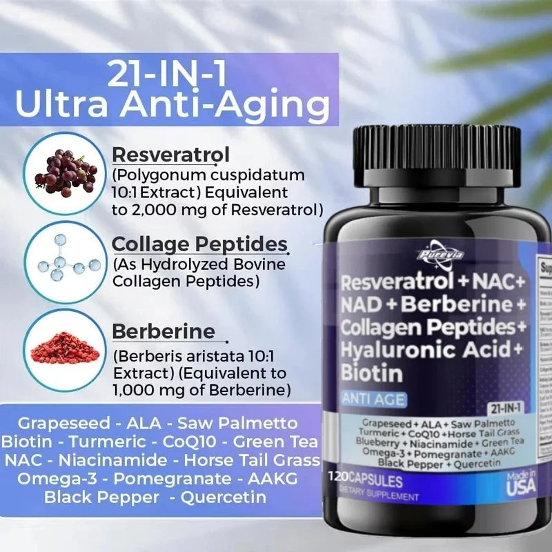 20-in-1 Collagen, NAD+ & Resveratrol Complex Capsules