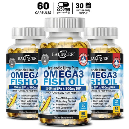 bb’s essentials 60Count-3 bottle bb's essentials Omega-3 Supplements Omega-3 Fish Oil Softgels with EPA & DHA