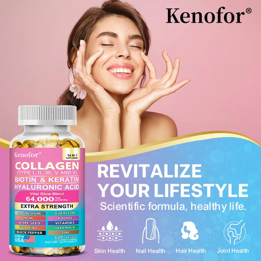 14-in-1 Collagen, Biotin & Keratin Capsules
