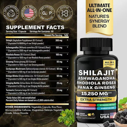 bb’s essentials 1 Bottle bb's essentials Shilajit Supplements Shilajit, Sea Moss & Ginseng Capsules