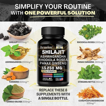 bb’s essentials 30 count-1 bottle bb's essentials Shilajit Supplements Shilajit 8-in-1 Botanical Blend Capsules