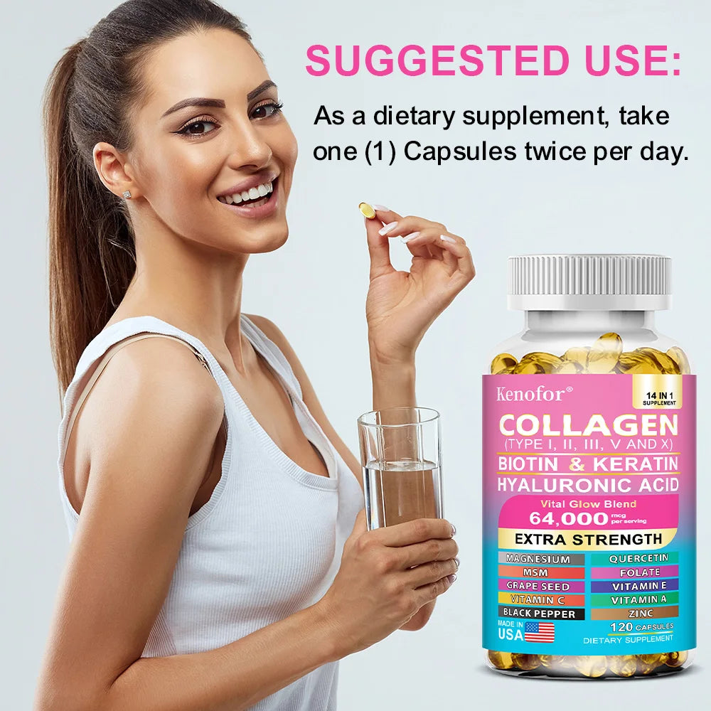 14-in-1 Collagen, Biotin & Keratin Capsules