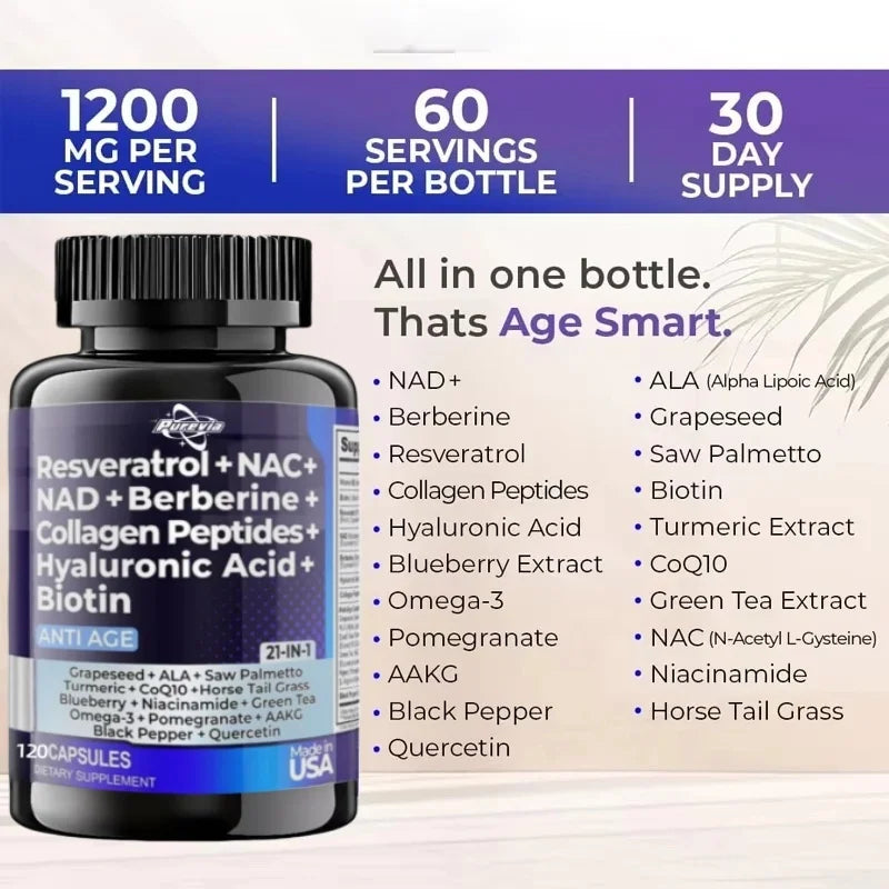 20-in-1 Collagen, NAD+ & Resveratrol Complex Capsules
