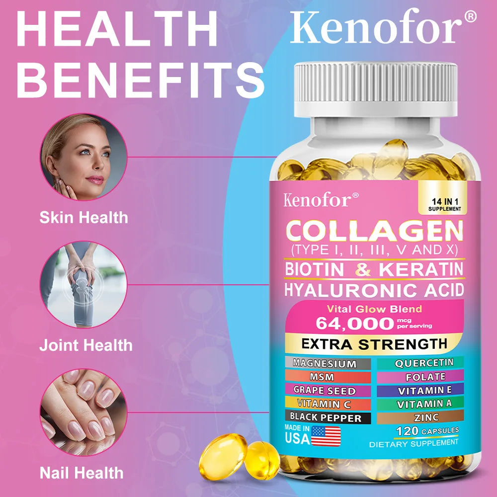 14-in-1 Collagen, Biotin & Keratin Capsules