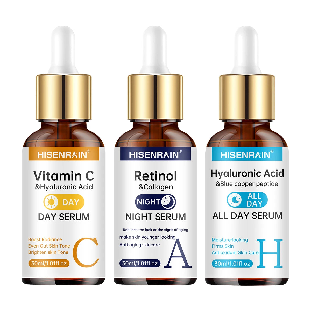 30ml-ACH NET WT Vitamin C Retinol Hyaluronic Acid Face Serum Set