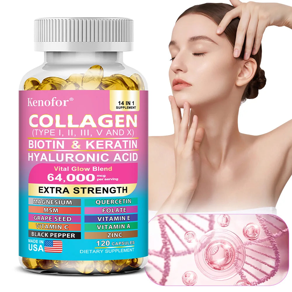 14-in-1 Collagen, Biotin & Keratin Capsules