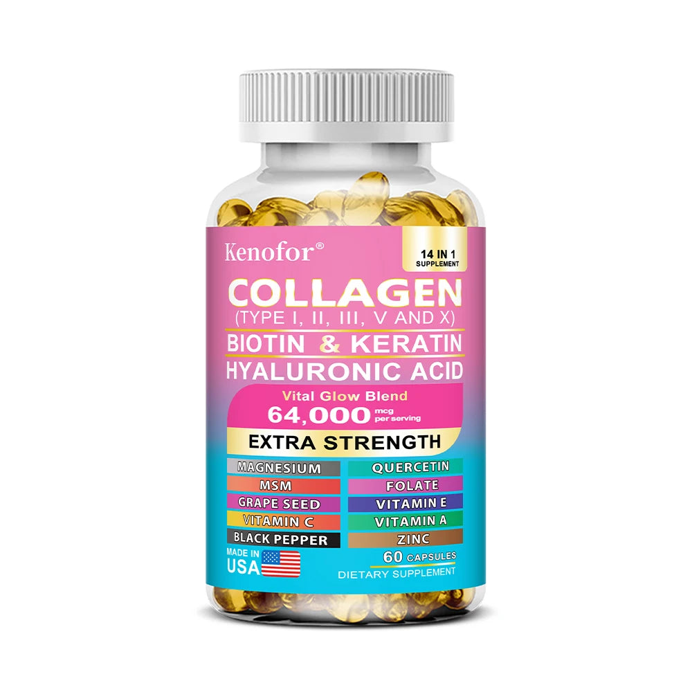 14-in-1 Collagen, Biotin & Keratin Capsules